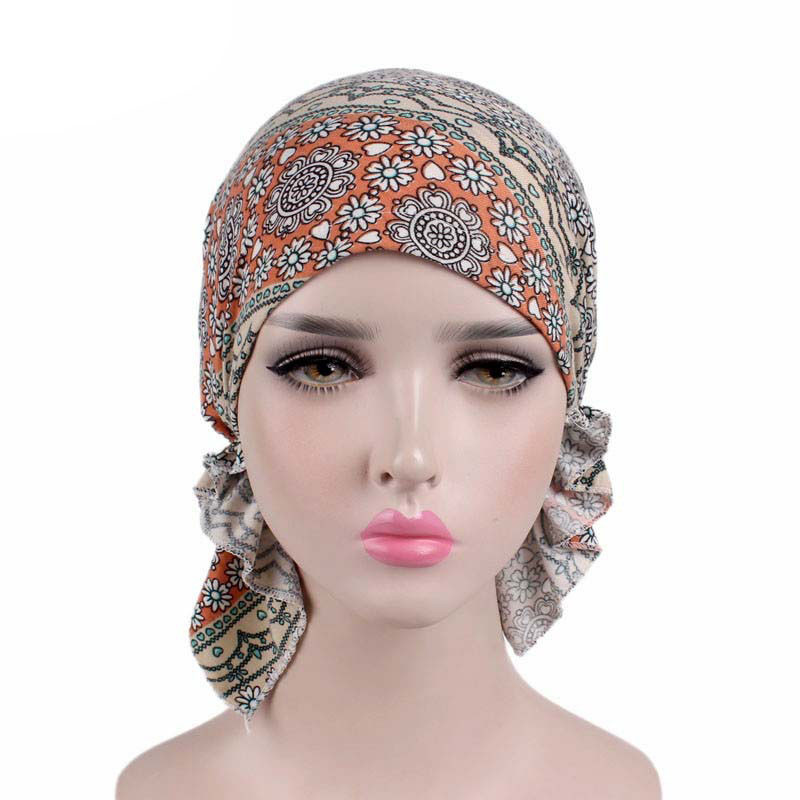 Cotton Printed Turban Hat Chemo Cap Head Cap Muslim Hat Knitted Hat - 图片 7