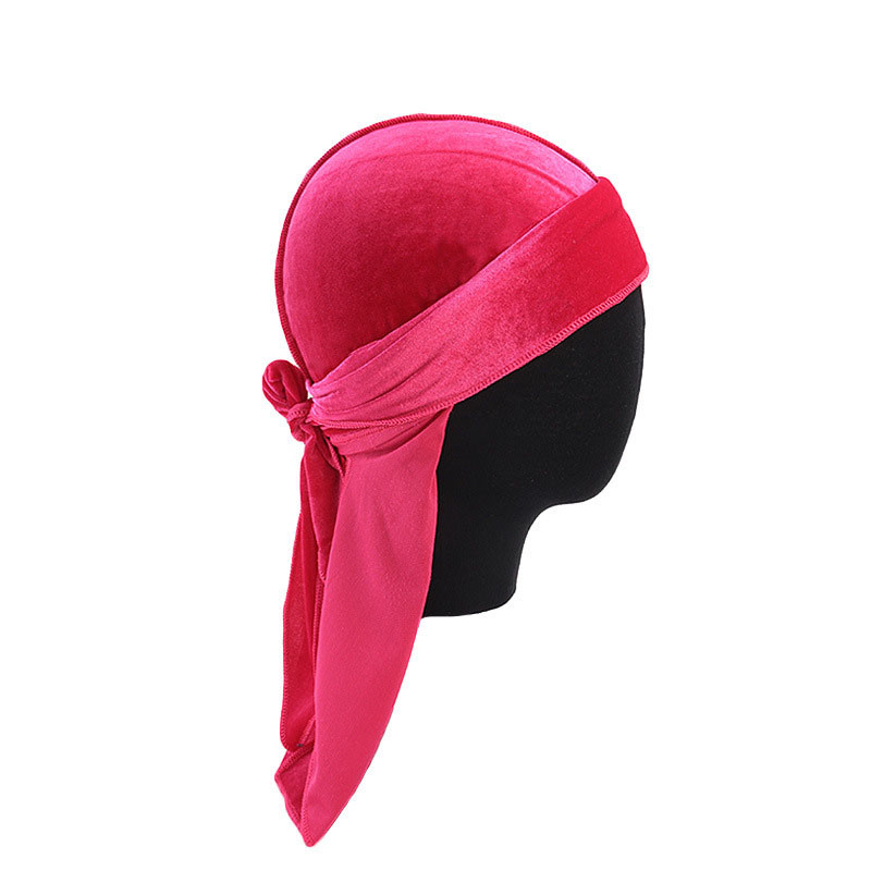 Velvet Long Tail Pirate Hat Long Streamer Tam-O'-Shanter Head-Wrapping Hat Durag - 图片 5