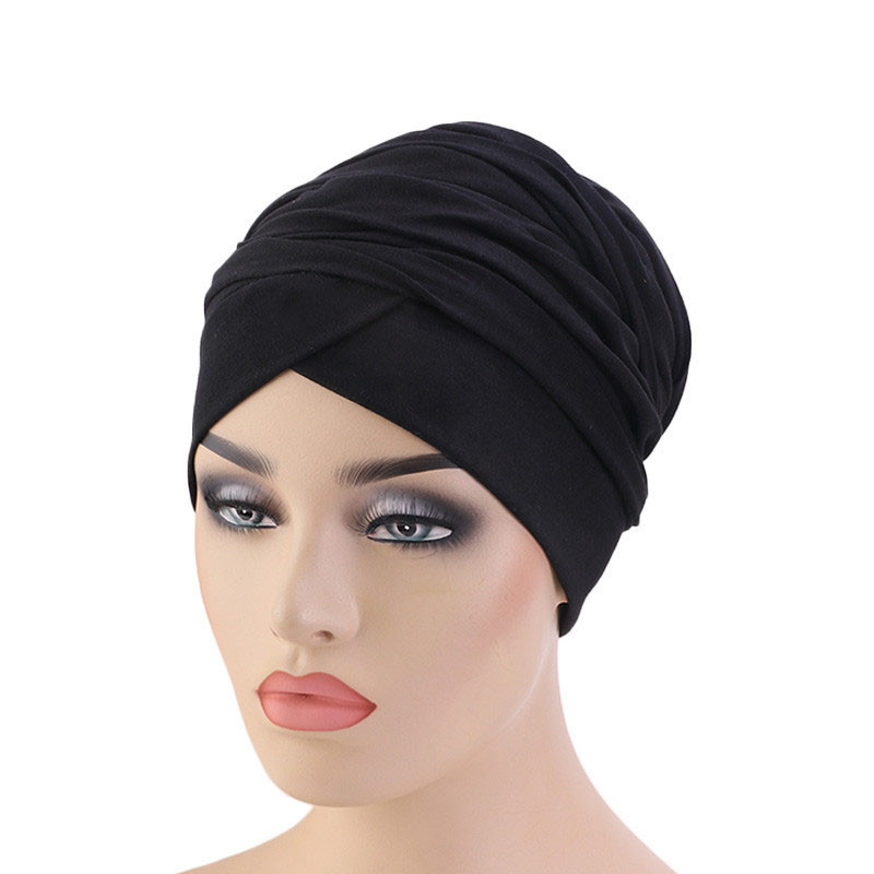 Stretch Cotton Long Tail Wrap Cap Scarf Hat Indian Hat Length End Cap - 图片 6