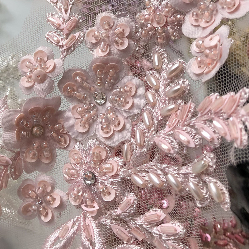 Beads Three-Dimensional Flower Mesh Embroidered Cloth Stickers Lace Patch Wedding Dress Hanfu Decoration Accessories Diy - 图片 7