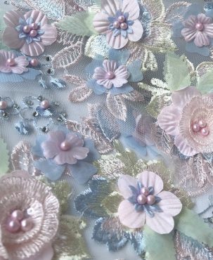 Chiffon Sequins Three-Dimensional Flower Mesh Embroidered Cloth Stickers Beaded Rhinestone Patch Clothes Wedding Lace Accessories Diy