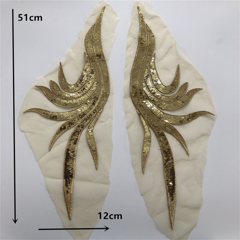 Sequin Gauze Embroidered Cloth Applique Large Patch Performance Clothes Decorative Cheongsam Accessories Handmade Diy - 图片 5