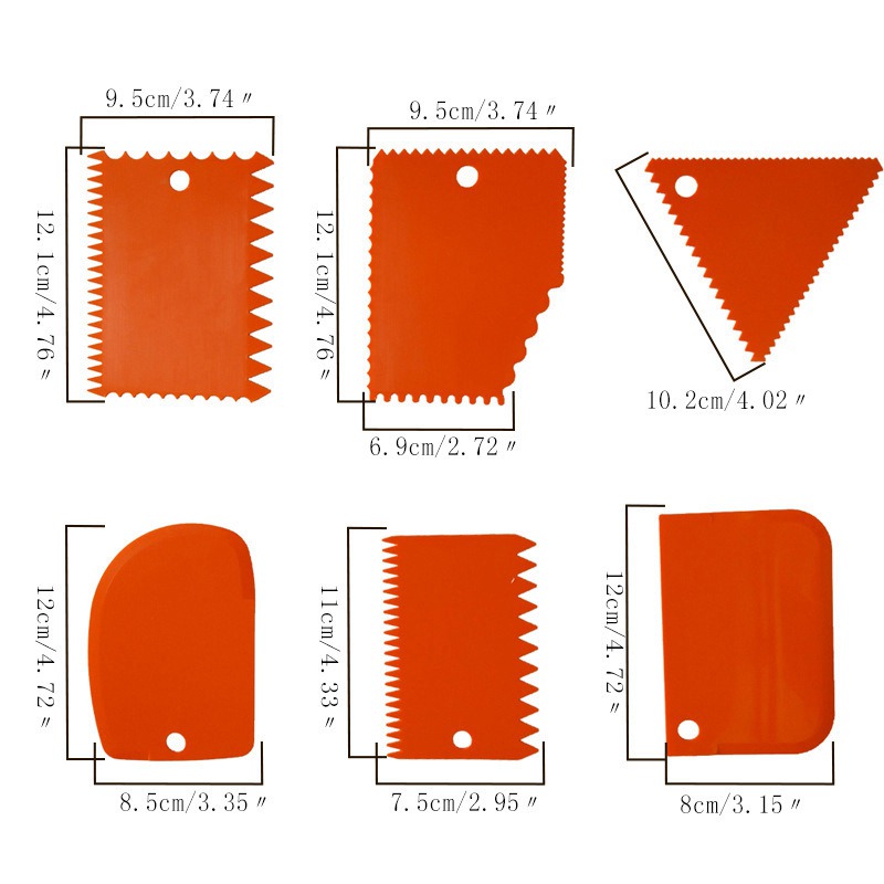 Color 6-Piece Plastic Trapezoidal Semicircle ARC Triangle Serrated Cake Cream Scraper - 图片 10