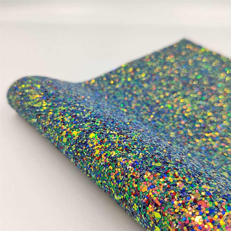 A4 Shiny Holographic Coarse Powder Colorful Fabric Crafts Clothing DIY Fabric - 图片 11