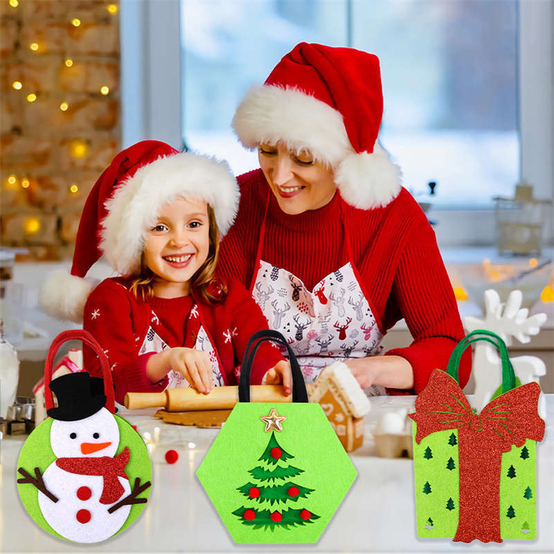New Arrival Felt Christmas Handbag Christmas Eve Apple Bag Christmas Decorations Cartoon Elk Candy Bag - 图片 7