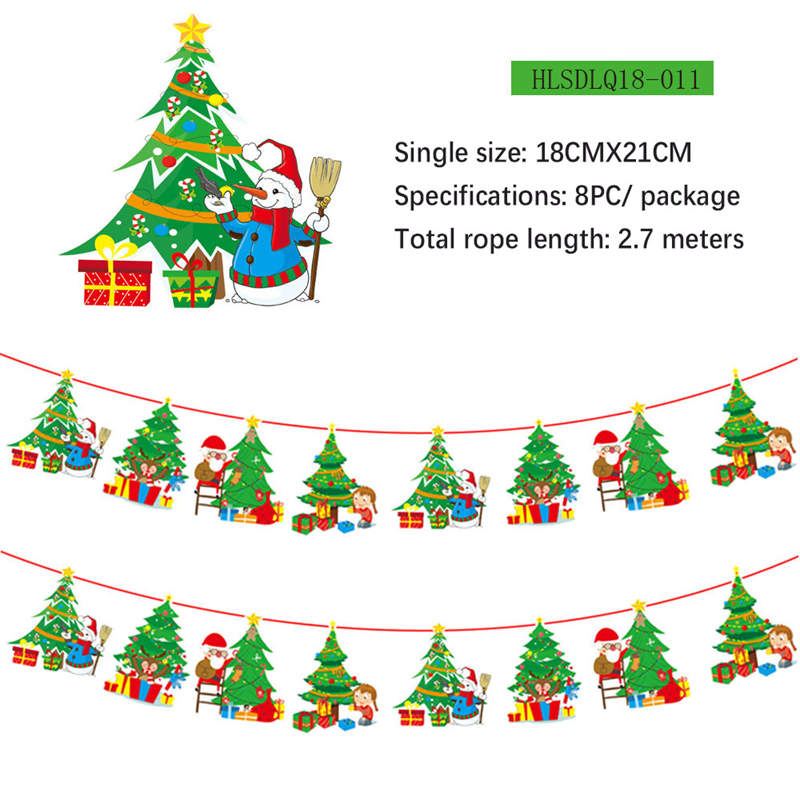 2PC Christmas Decor Christmas Hanging Flag Hanging Decor Holiday Banner Party Decor Paper Cartoon - Image 15