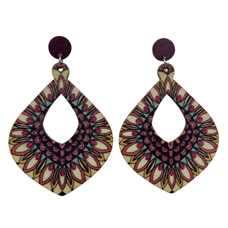 Retro Earrings Ornament Jewelry Antique Earrings Wooden Dangle Earrings Bohemian Style - 图片 8