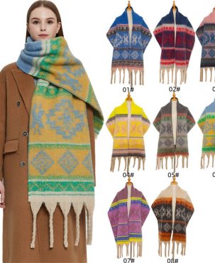 Circle Yarn Autumn and Winter Imitated Mohair Jacquard Thick Scarf Spot Shawl