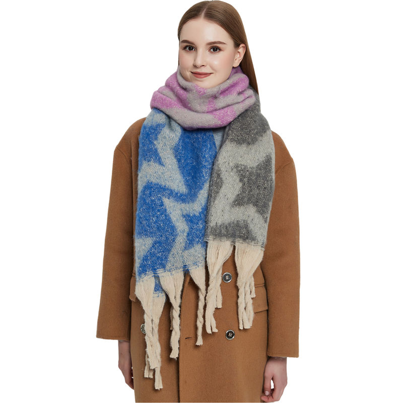 Shawl Foreign Trade Autumn and Winter Thickening Scarf Circle Yarn Coarse Tassel Jacquard Scarf - 图片 7