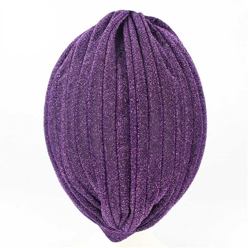 Golden Bright Silk Indian Hat Turban Hat Baotou Cap Chemo Cap Muslim Headscarf - 图片 8