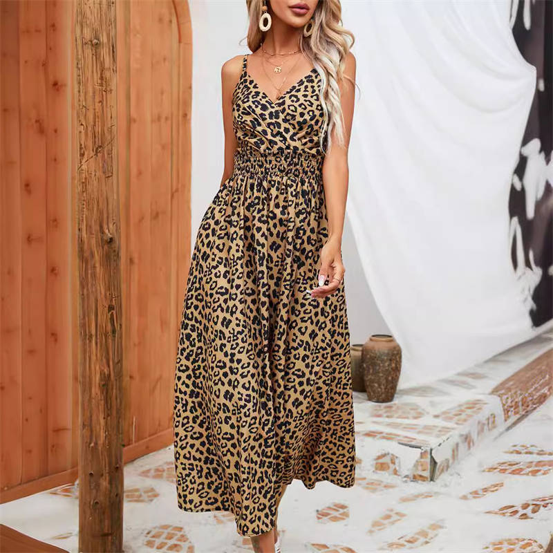 Dress Summer Leopard Print Sling Group Foreign Trade Women's Clothing Leopard Print - Image 8