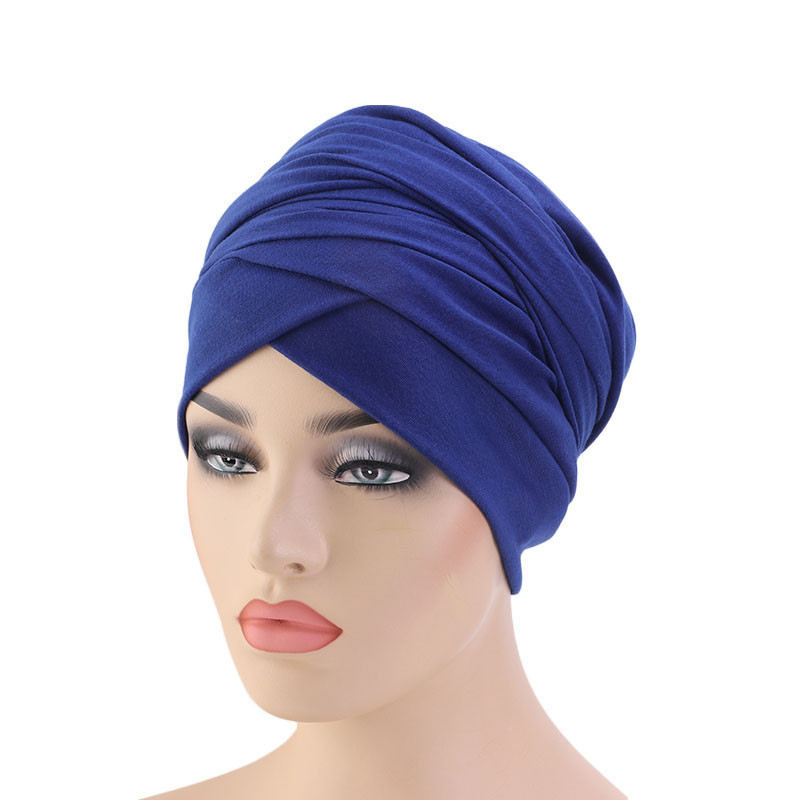 Stretch Cotton Long Tail Wrap Cap Scarf Hat Indian Hat Length End Cap - 图片 7
