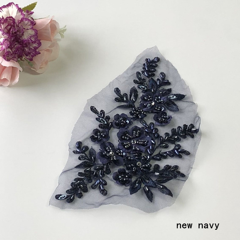 Beads Three-Dimensional Flower Mesh Embroidered Cloth Stickers Lace Patch Wedding Dress Hanfu Decoration Accessories Diy - 图片 8