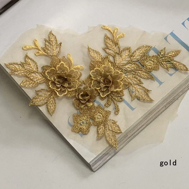 Three-Dimensional Flower Mesh Embroidered Cloth Stickers Lace Patch Wedding Dress Clothing Ornaments Accessories Hand Sewing Diy - 图片 14