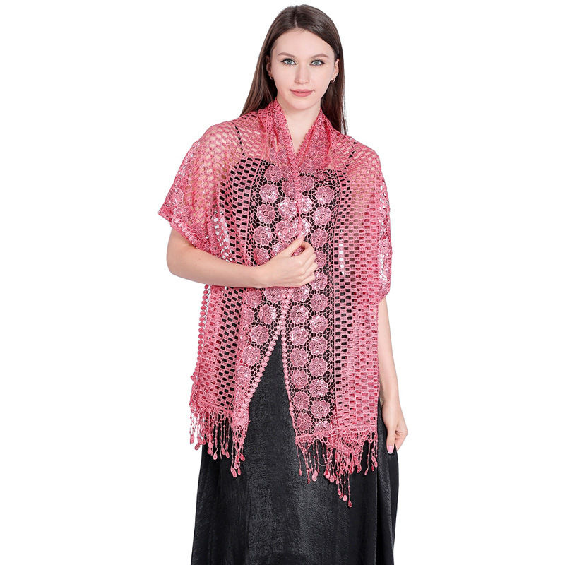 Sequin Embroidered Dress Shawl Dinner Shawl Water Soluble Sequin Tassel Shawl - 图片 7