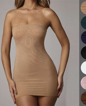 Women's Clothes All-Match Anti-Penetration Mesh Base Dress Sleeveless Hip Wrap Dress