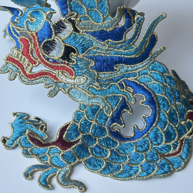 Blue Embroidered Dragon Cloth Sticker Cheongsam Denim Wear Skirt Decorative Patch Laminate Hand-Stitched without Adhesive - 图片 7