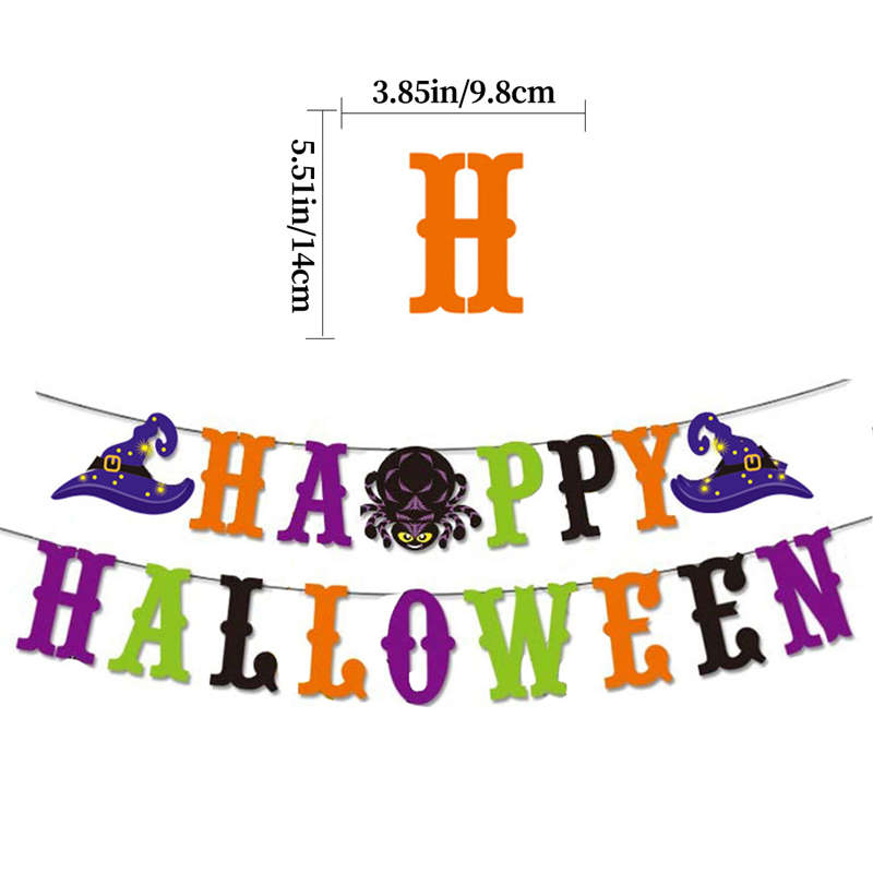 Halloween Hanging Flag Balloon Set Ghost Wizard Cake Inserting Card Bat Death Spiral Ornaments - Image 7