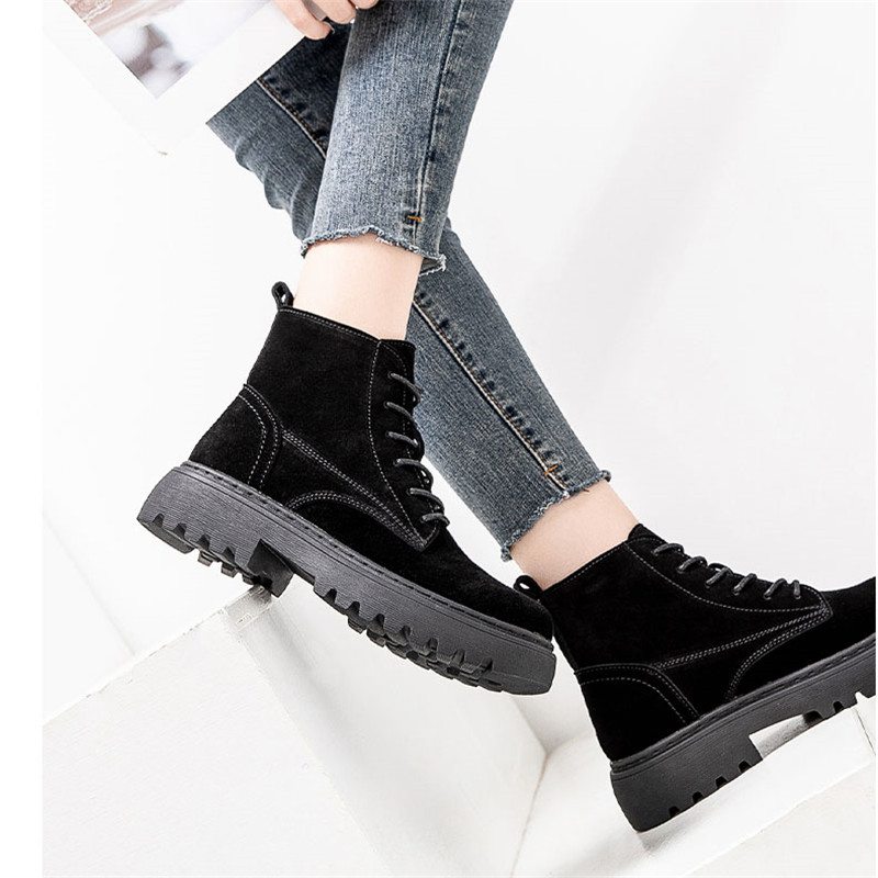 Smile Circle Ankle Boots Suede Leather women Flat platform Short Boots Ladies shoes fashion Autumn winter boots - 图片 7
