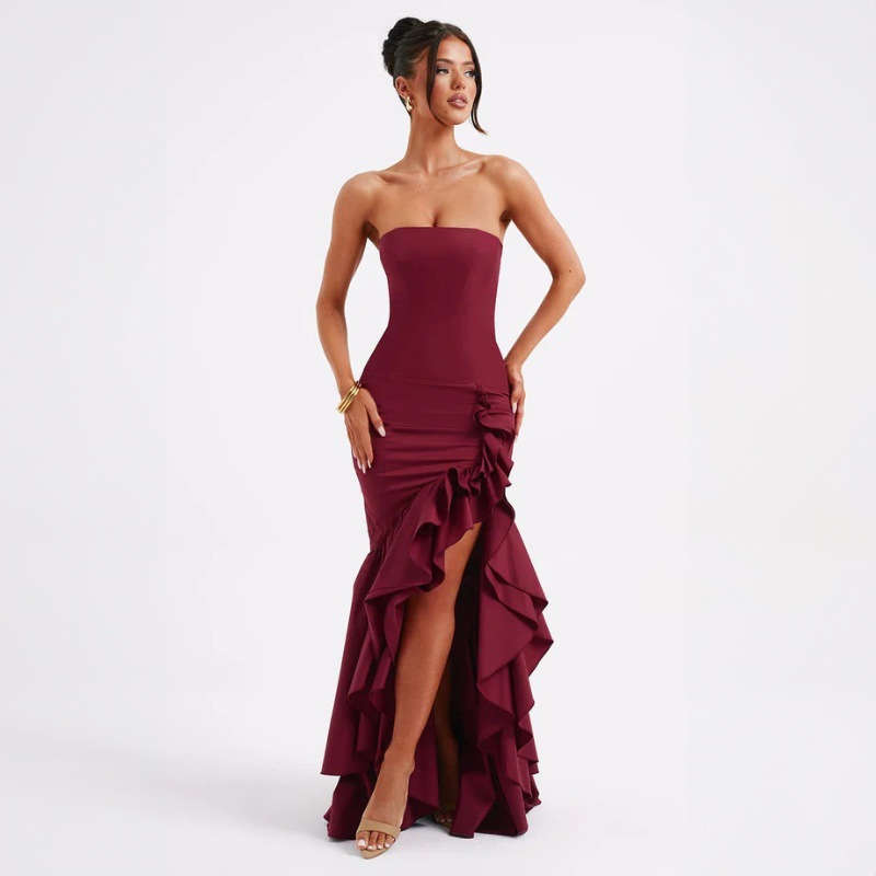 Women's Clothing Fashion Sexy off-the-Shoulder Tube Top Irregular Temperament Dress - 图片 10