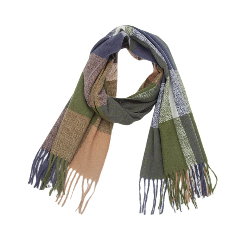 Plaid Scarf Autumn and Winter Thickened Tassel Scarf Rainbow Scarf Shawl Keep Warm - 图片 12