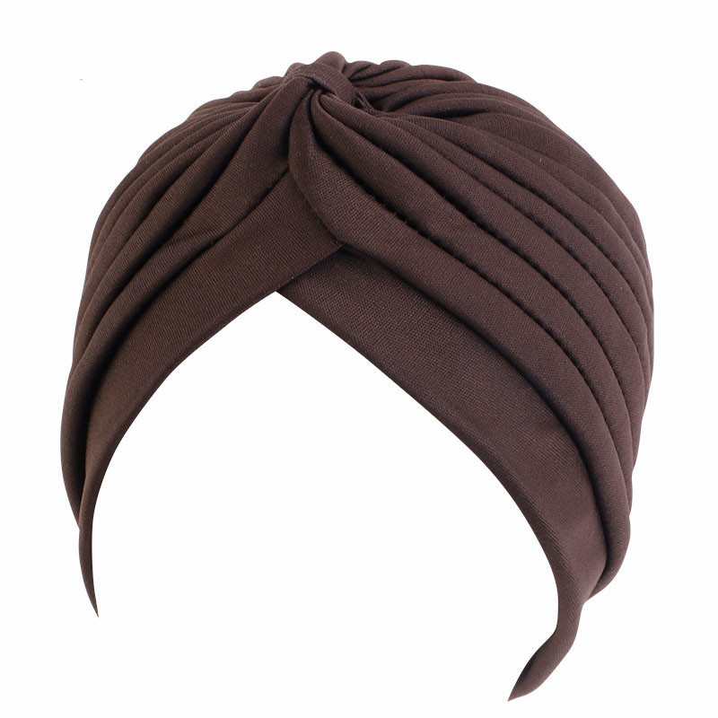 Women's Hat Head-Wrapping Hat Arabic Hat Base Hat Pleated Turban Solid Color Chemo Cap - 图片 4