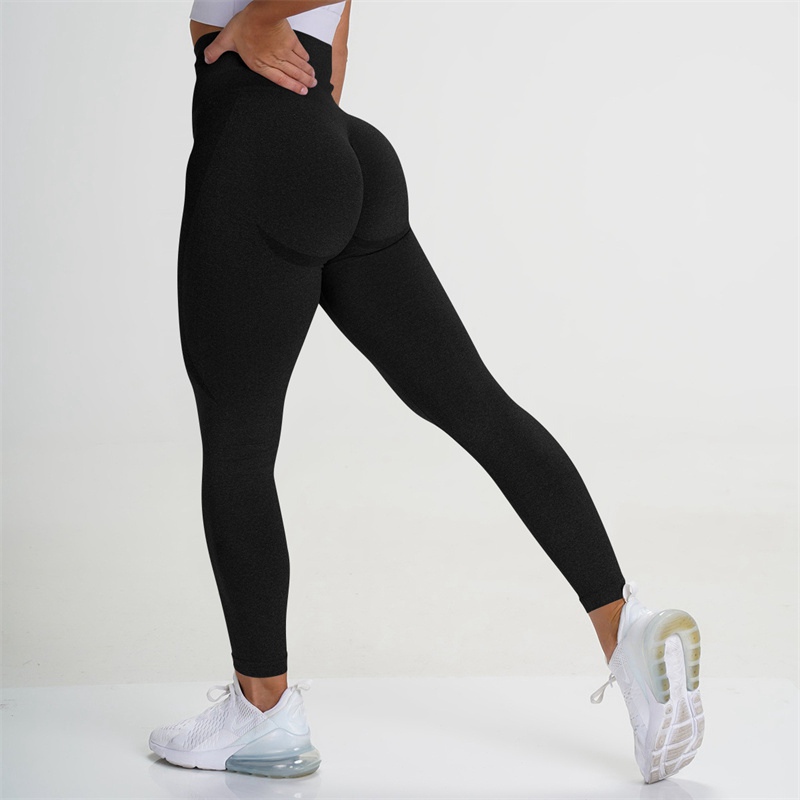 European and American Seamless Knitted Small Crescent Breathable Quick-Drying Fitness Pants High Waist Peach Hip Tight Stretch Hip Lift Yoga Pants - Image 10