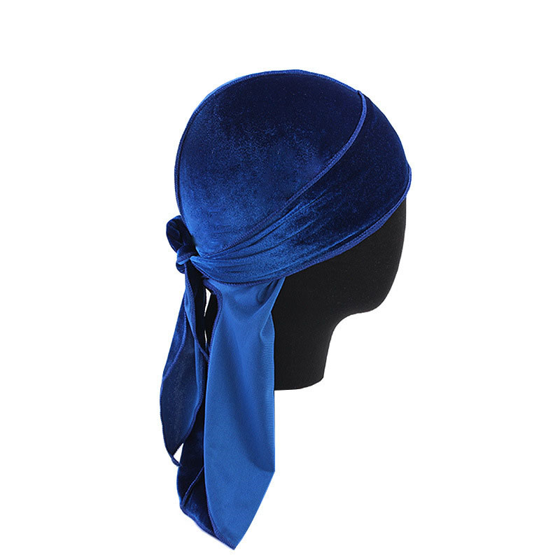 Velvet Long Tail Pirate Hat Long Streamer Tam-O'-Shanter Head-Wrapping Hat Durag - 图片 7