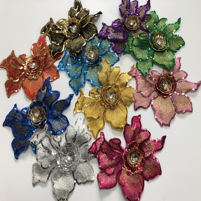 2pc Diamond Sequin Embroidered Flower Cloth Sticker Lace Computer Embroidered Patch Dance Clothing Ornaments Accessories Diy - 图片 9