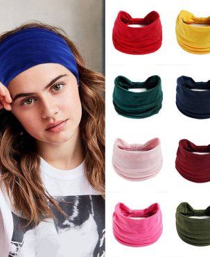 Women Yoga Wide Headband Ladies Elastic Fold Hair Band Sports Turban Head Wrap