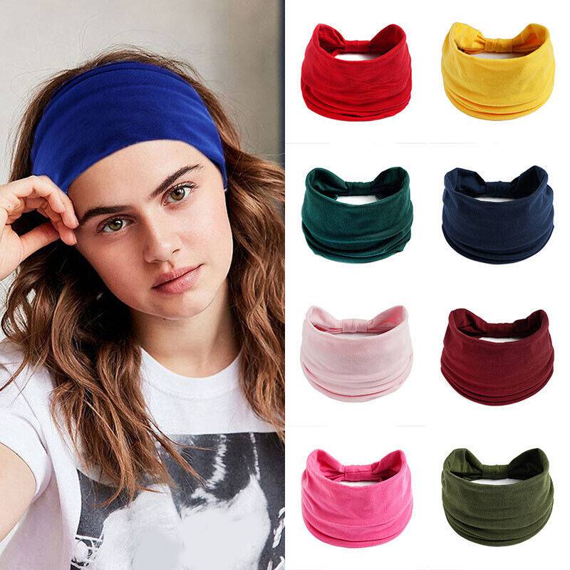 Women Yoga Wide Headband Ladies Elastic Fold Hair Band Sports Turban Head Wrap