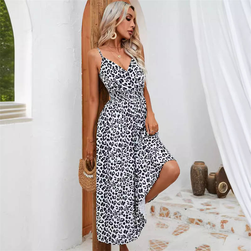 Dress Summer Leopard Print Sling Group Foreign Trade Women's Clothing Leopard Print - Image 22
