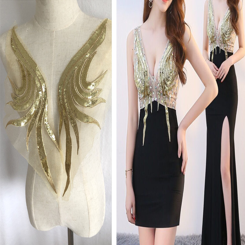 Sequin Gauze Embroidered Cloth Applique Large Patch Performance Clothes Decorative Cheongsam Accessories Handmade Diy - 图片 7