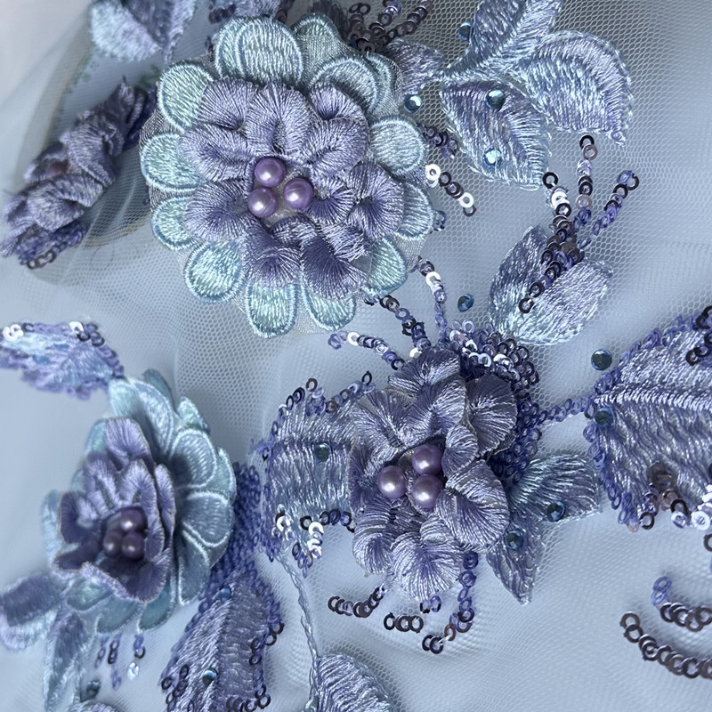 Flower Embroidered Cloth Stickers Pairs of Flower Beaded Patch Mesh Lace Clothing Ornaments Accessories Handmade Sewing Diy - 图片 6