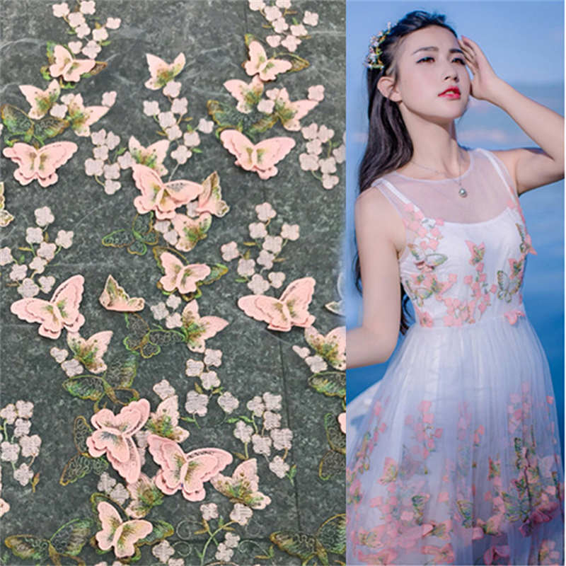 Unilateral Milk Silk 3D Butterfly Lace Mesh Three-Dimensional Embroidery Fabric Lace