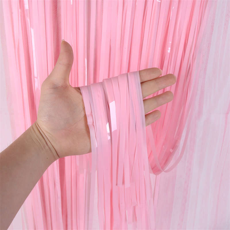 2PC Macaron Tinsel Curtain Birthday Background Wall Layout Party Decor Rain Silk Door Curtain - 图片 7