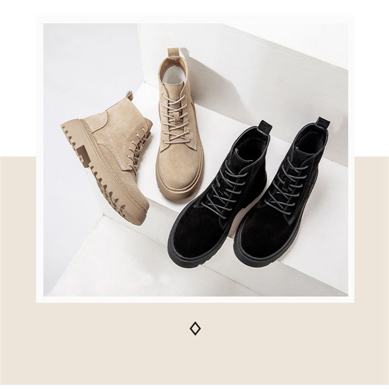 Smile Circle Ankle Boots Suede Leather women Flat platform Short Boots Ladies shoes fashion Autumn winter boots - 图片 8