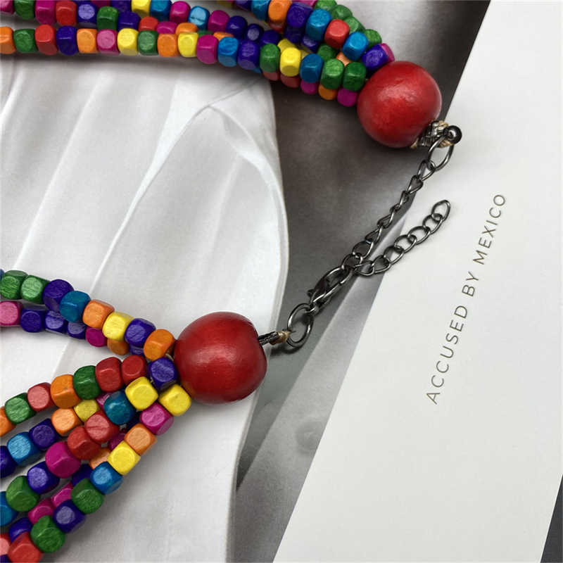 Ethnic Style Retro Wood Color Beach Pastoral Style Wooden Multi-Layer Long Necklace Jewelry - 图片 7