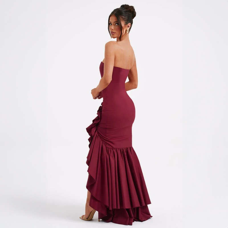Women's Clothing Fashion Sexy off-the-Shoulder Tube Top Irregular Temperament Dress - 图片 11