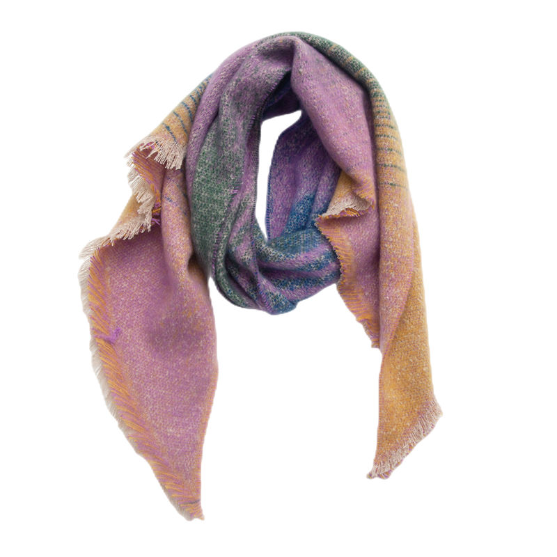 Women's Shawl Autumn and Winter Thickened Circle Yarn Striped Bevel Scarf Keep Warm - 图片 8