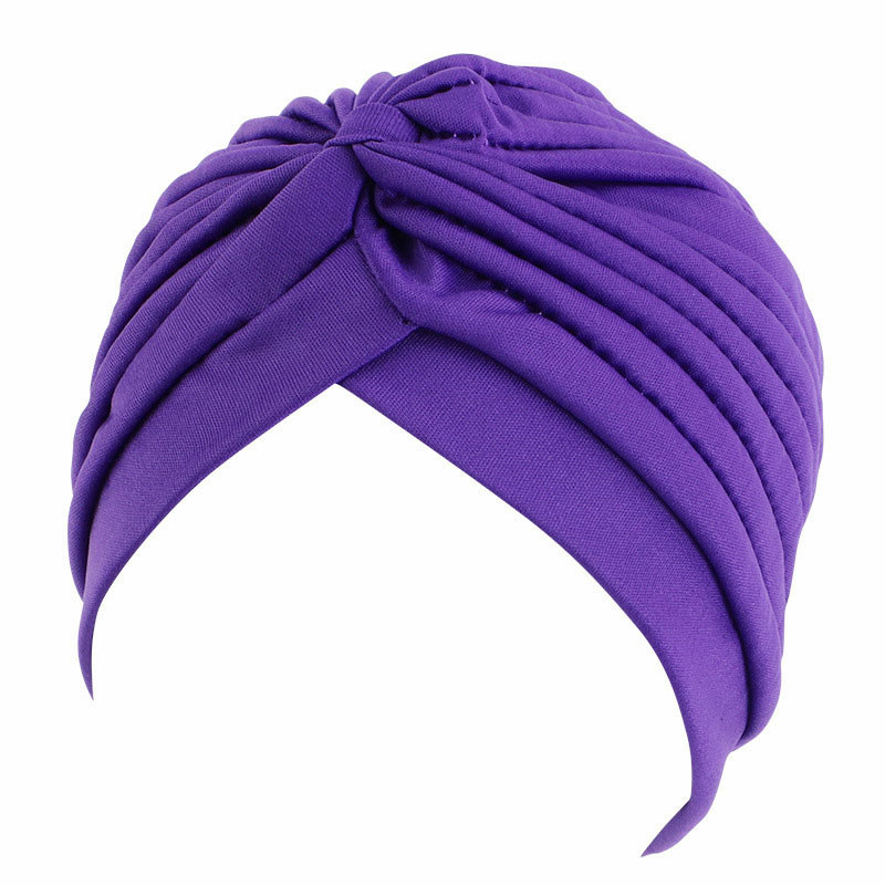 Women's Hat Head-Wrapping Hat Arabic Hat Base Hat Pleated Turban Solid Color Chemo Cap - 图片 5