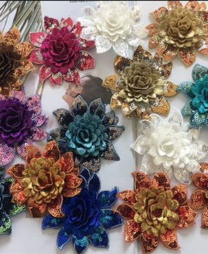 2pc Three-Dimensional Sequins Little Flower Embroidered Cloth Sticker Patch Wedding Dress Dancing Dress Dress Decoration Accessories Diy