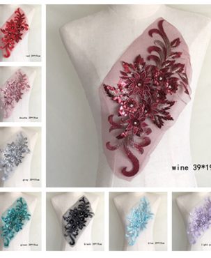 Sequin Embroidered Cloth Stickers Three-Dimensional Flower Mesh Beaded Patch Lace Clothes Cheongsam Dress Decorative Accessories Diy