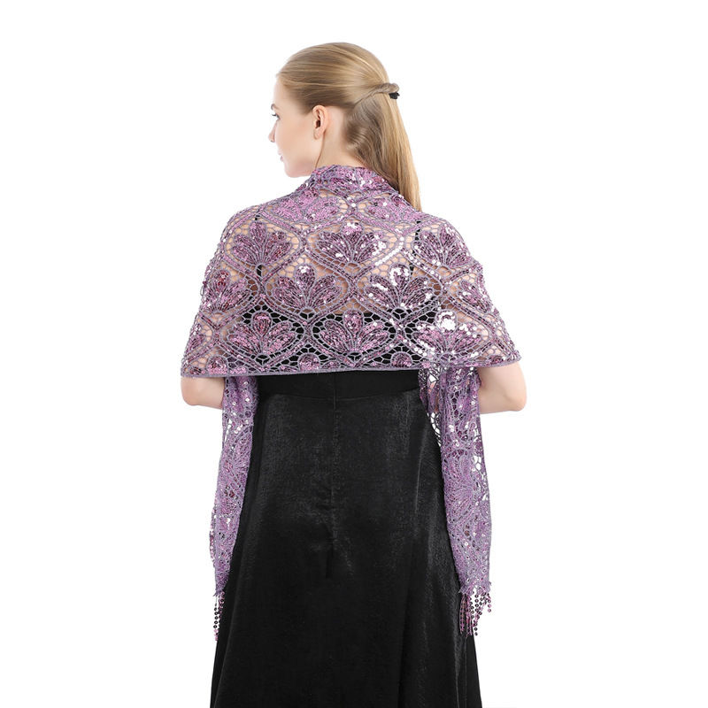 Elegant Sequined Tassel Shawl Dress Cheongsam Outerwear Shawl Sequined Shawl - 图片 4