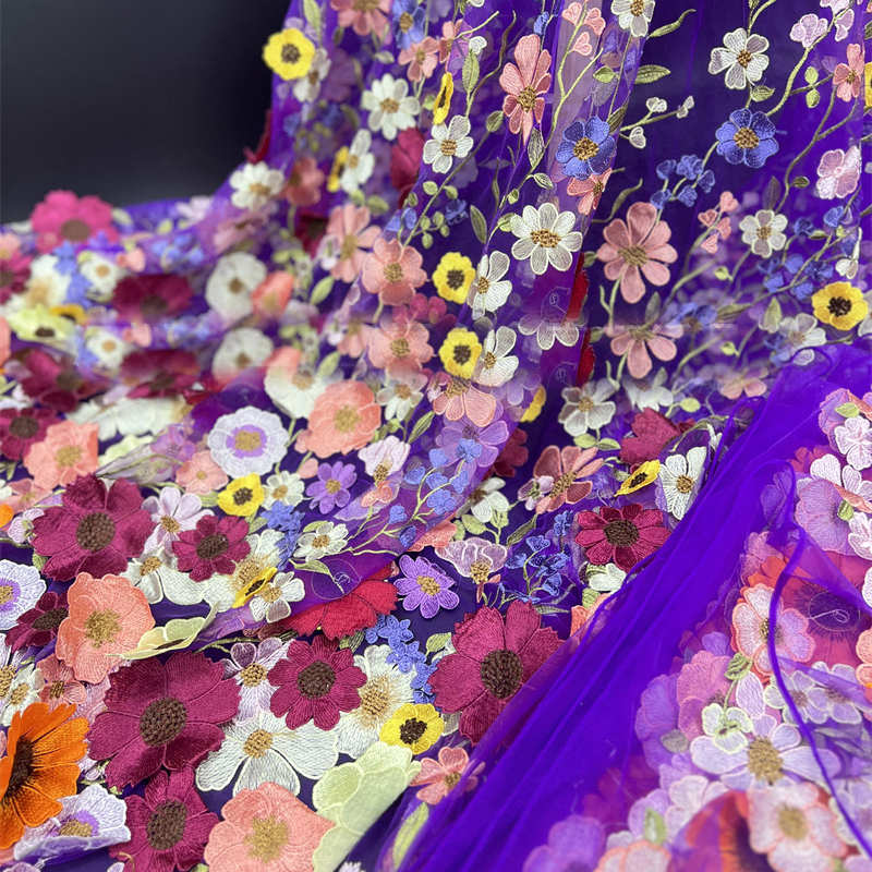 Flower Three-Dimensional Mesh Lace Embroidery Fabric DIY Evening Dress Fabric Lace - 图片 10