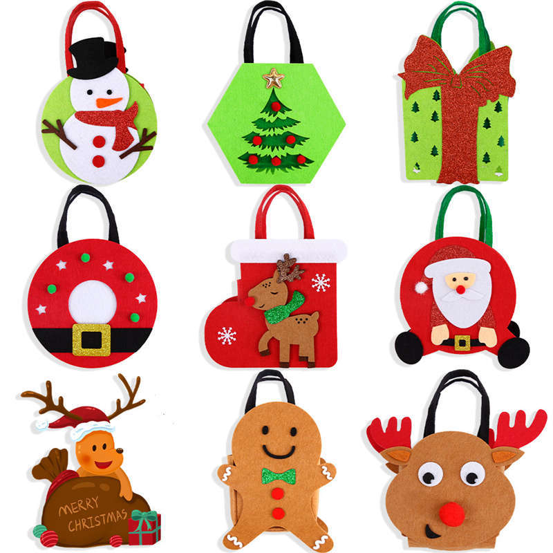 New Arrival Felt Christmas Handbag Christmas Eve Apple Bag Christmas Decorations Cartoon Elk Candy Bag