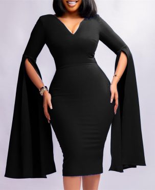 Women's Clothing V-neck Fashion Temperament Pencil Skirt Supply Dress