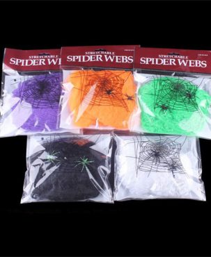 6PC Halloween Decoration Chamber Haunted House Horror Spider Web Silk 20G Spider Cotton 2 Spider