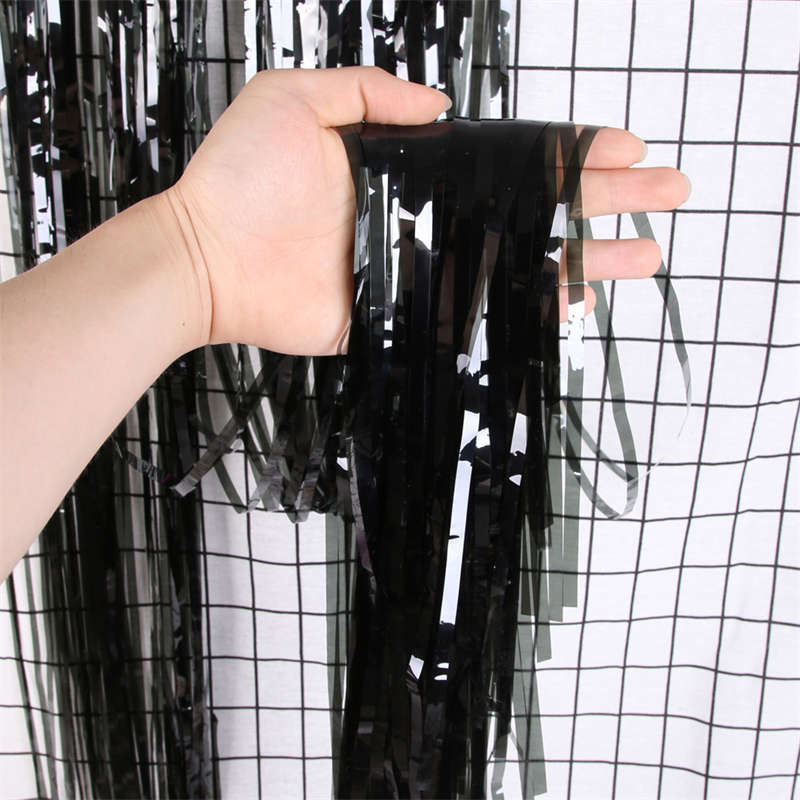2PC Macaron Tinsel Curtain Birthday Background Wall Layout Party Decor Rain Silk Door Curtain - 图片 8