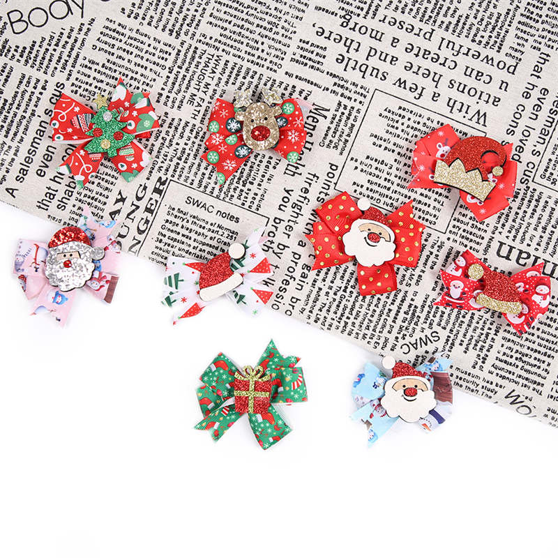 2PC Christmas Barrettes Women Bow Hair Clip Christmas Ornament Children Cartoon Headwear - Image 3